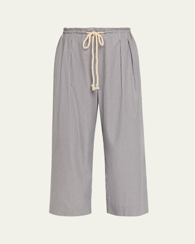 Railroad Stripe Pleated Drawstring Pants